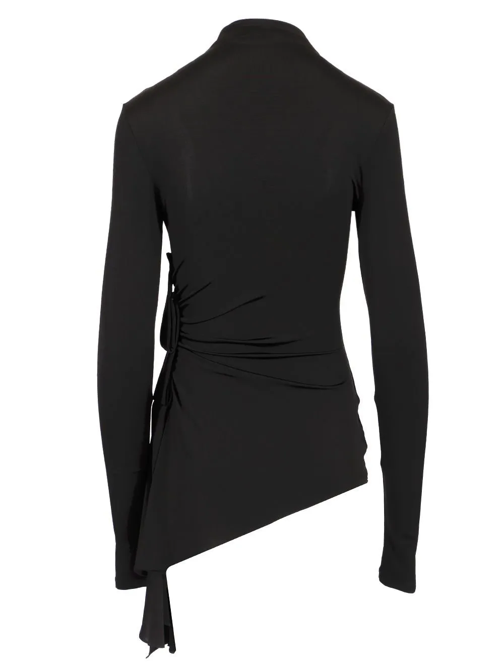 Off-White Draped High Neck Mini Dress
