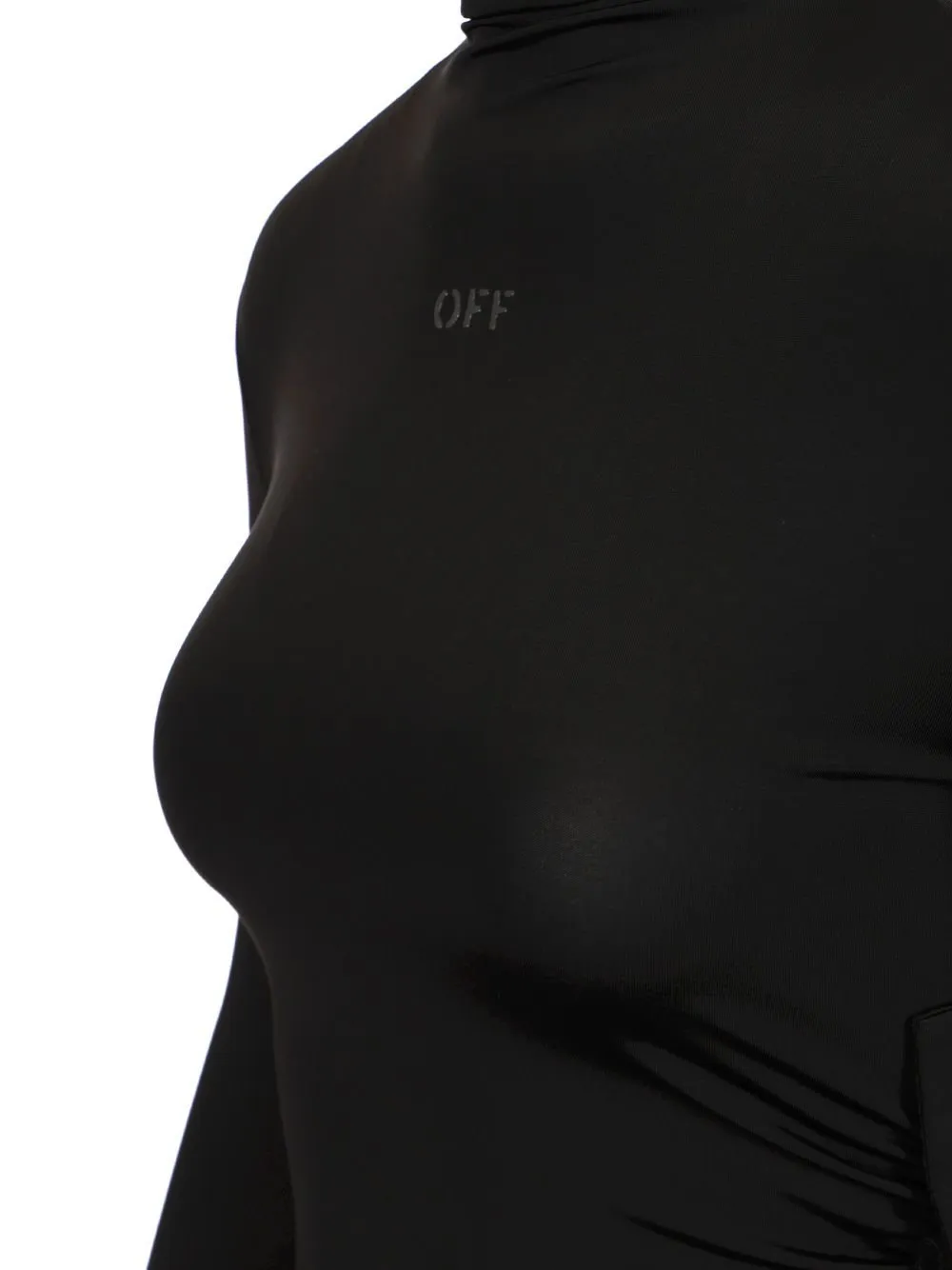Off-White Draped High Neck Mini Dress