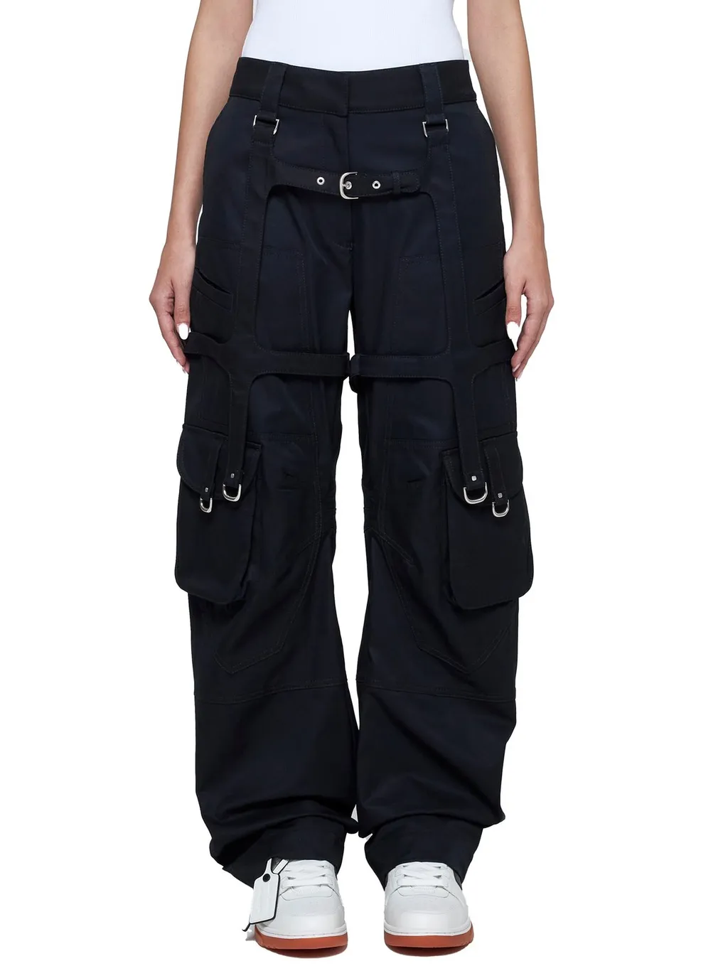 Off-White Buckle Detailed Straight Leg Trousers