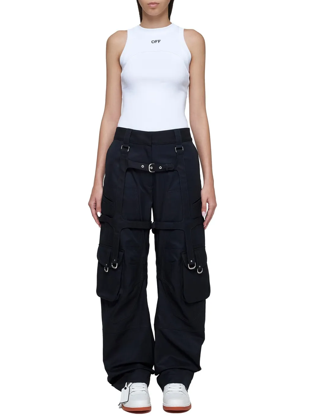 Off-White Buckle Detailed Straight Leg Trousers