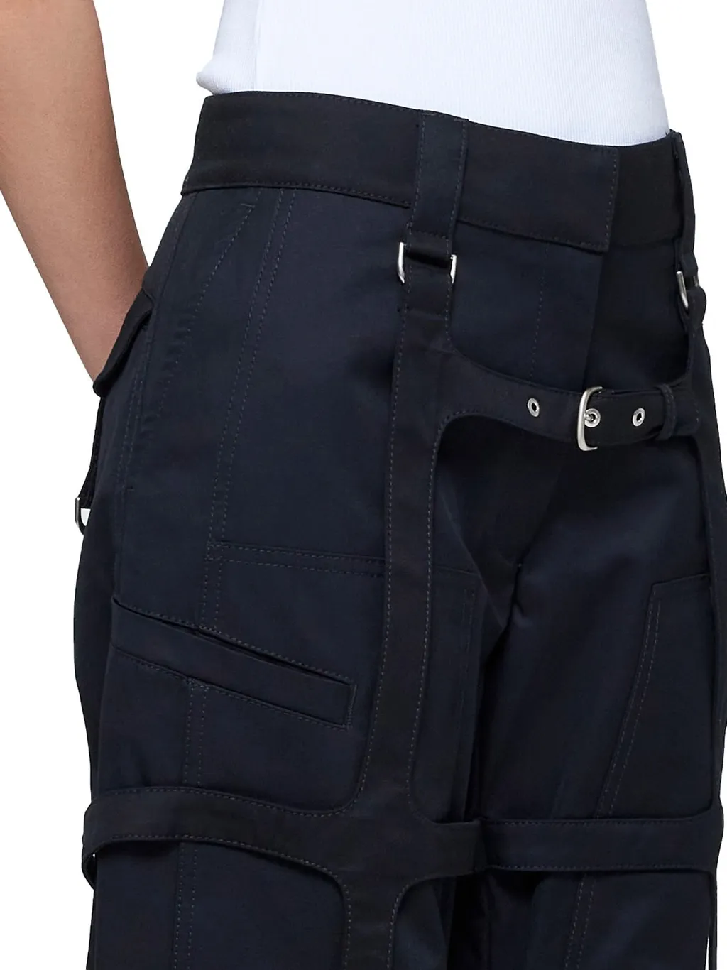 Off-White Buckle Detailed Straight Leg Trousers