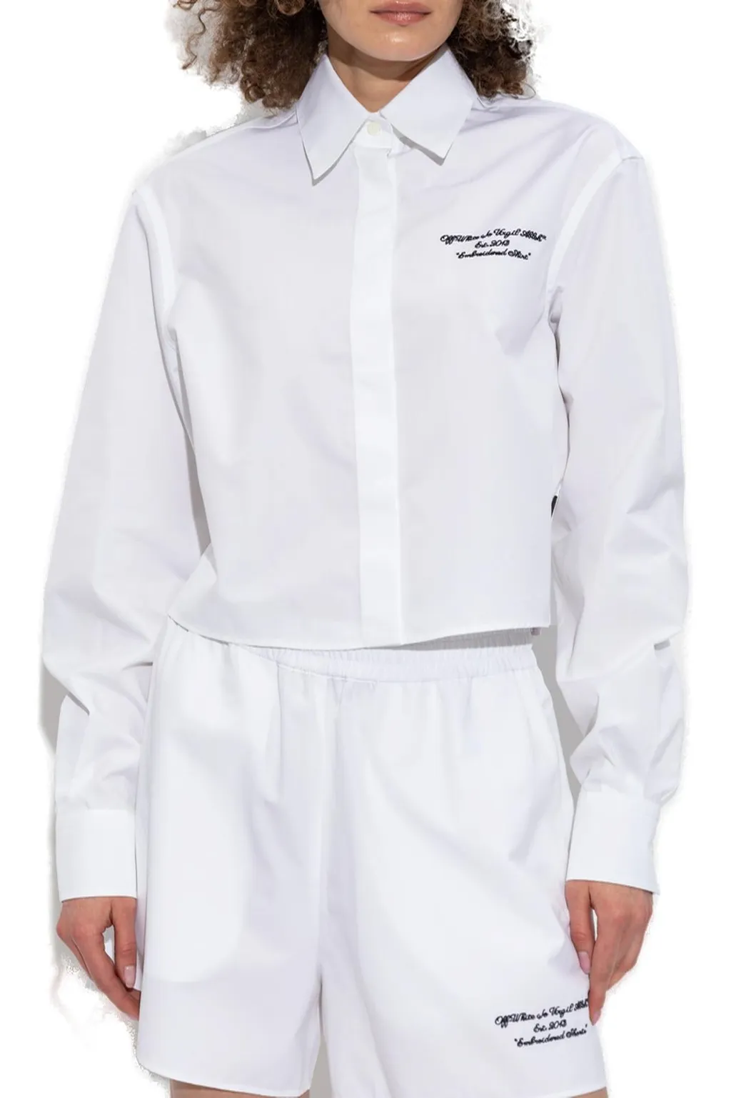Off-White Poplin Boxy Long-Sleeved Shirt