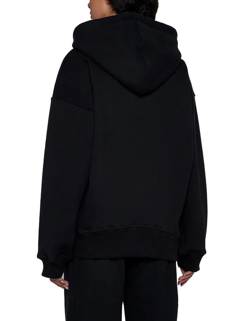 Off-White Drawstring Long-Sleeved Hoodie