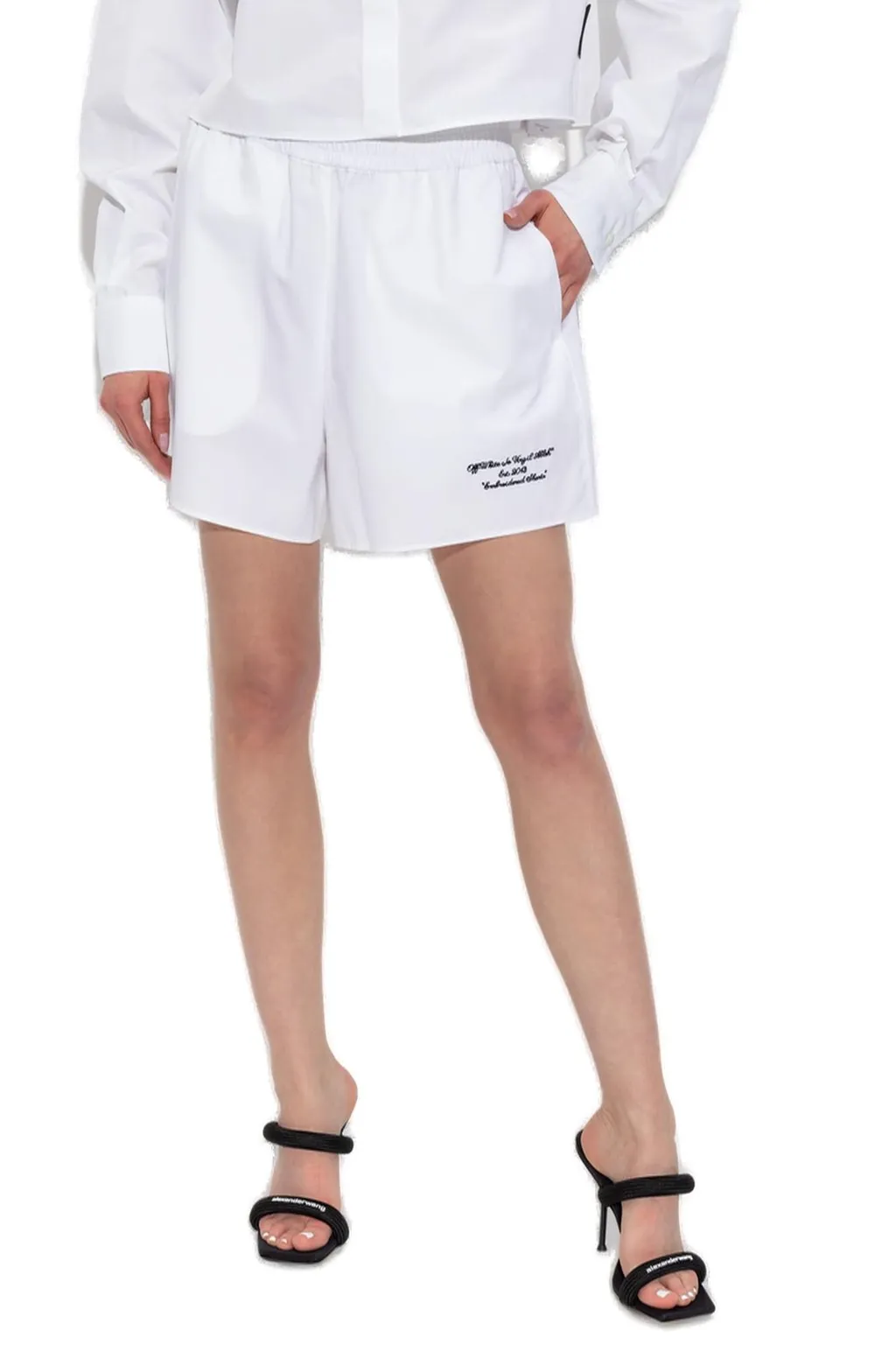 Off-White Logo Embroidered Poplin Shorts