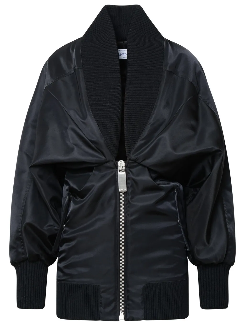 Off-White Ruched Puff-Sleeved Dress