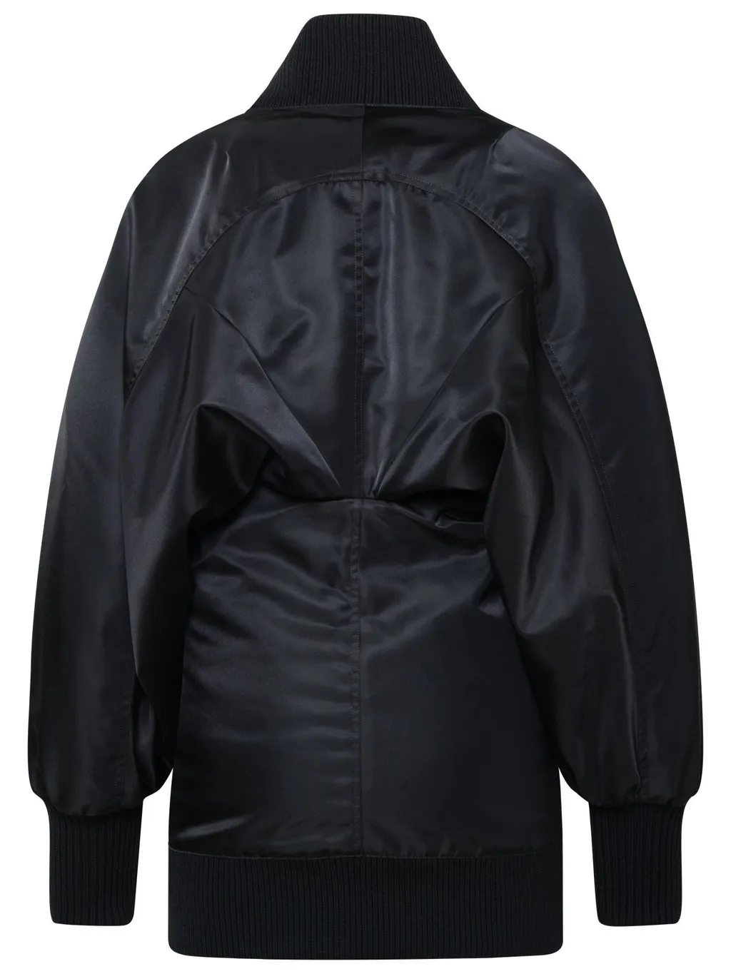 Off-White Ruched Puff-Sleeved Dress