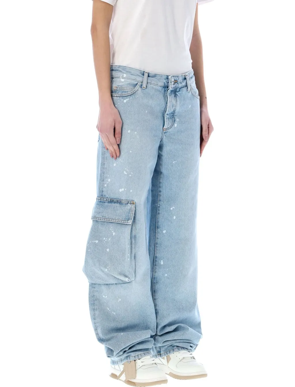 Off-White Toybox Painted Logo Patch Wide Leg Jeans