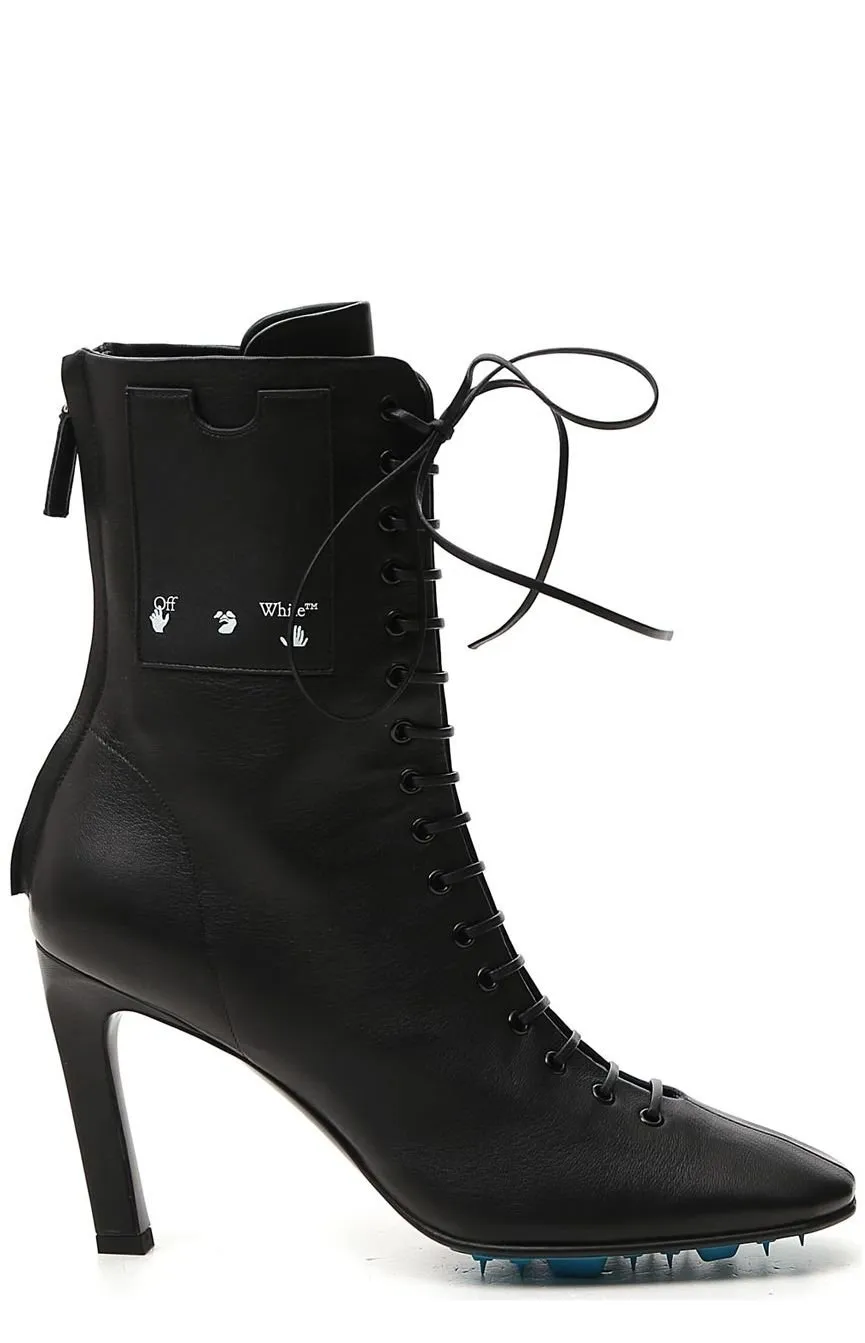 Off-White Logo Printed Ankle Boots