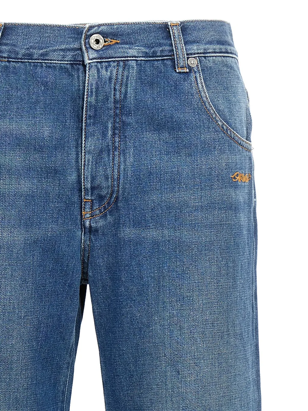 Off-White Logo Patch Wide Leg Jeans