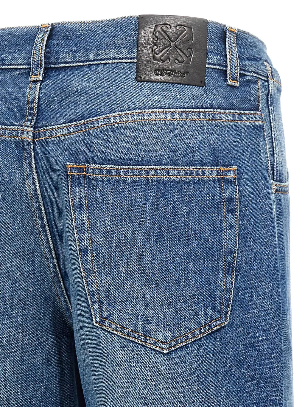 Off-White Logo Patch Wide Leg Jeans