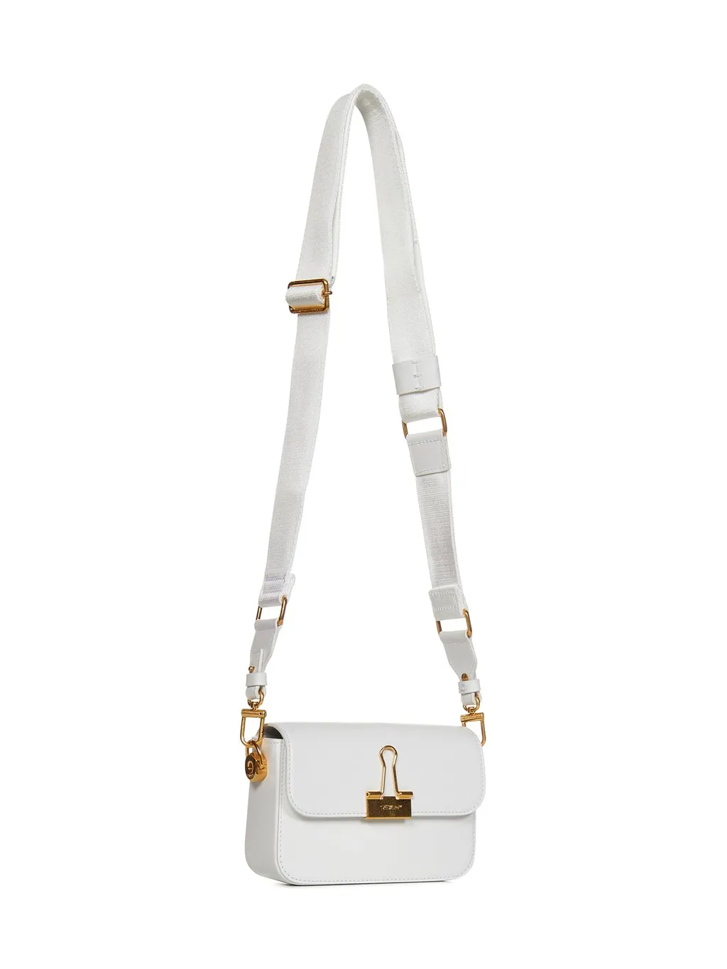 Off-White Binder Foldover Top Small Shoulder Bag