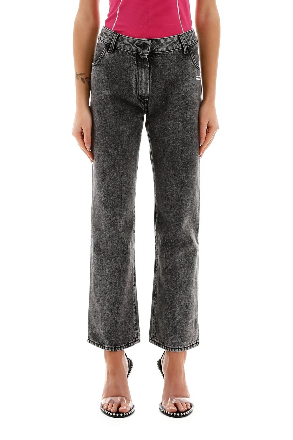 Off-White Cropped Flared Jeans