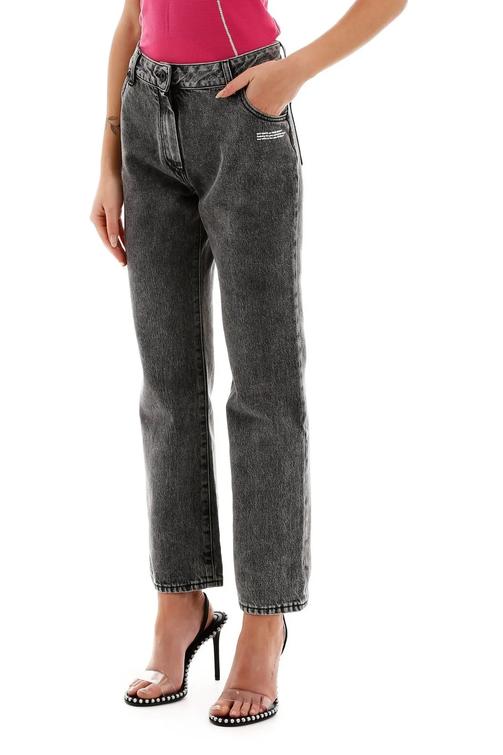 Off-White Cropped Flared Jeans