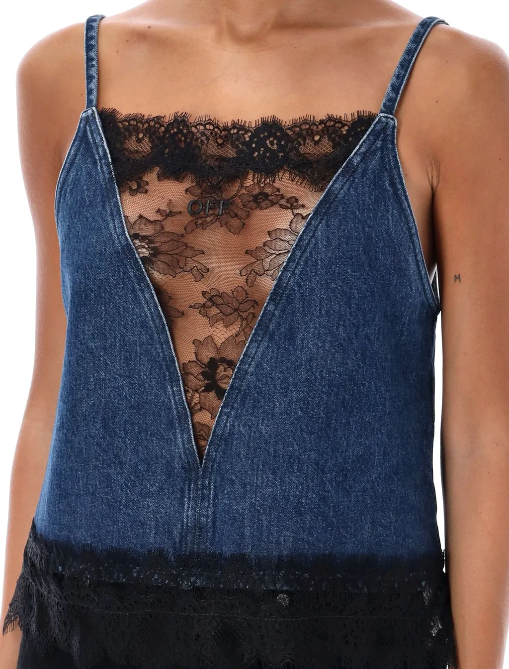 Off-White Lace Detailed Sleeveless Top