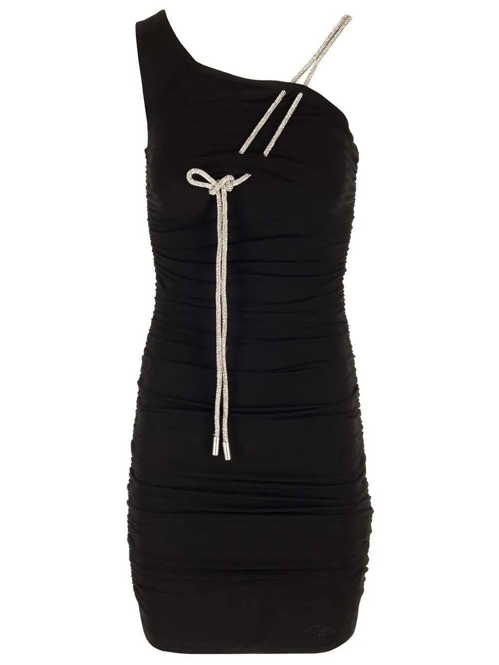 Off-White Asymmetric Neck Sleeveless Mini Dress