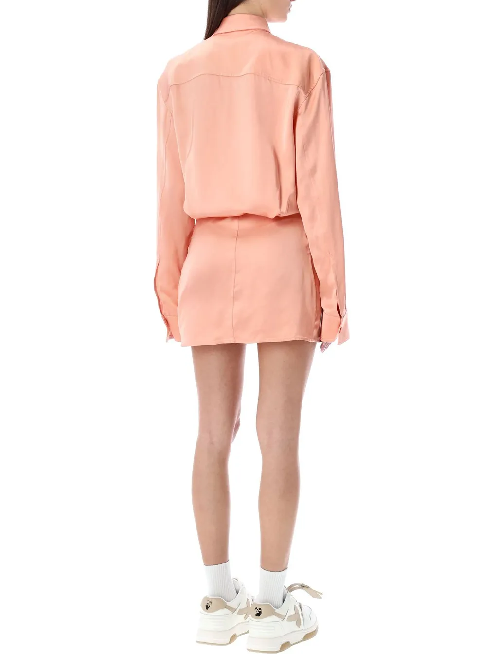 Off-White Buttoned Long-Sleeved Dress