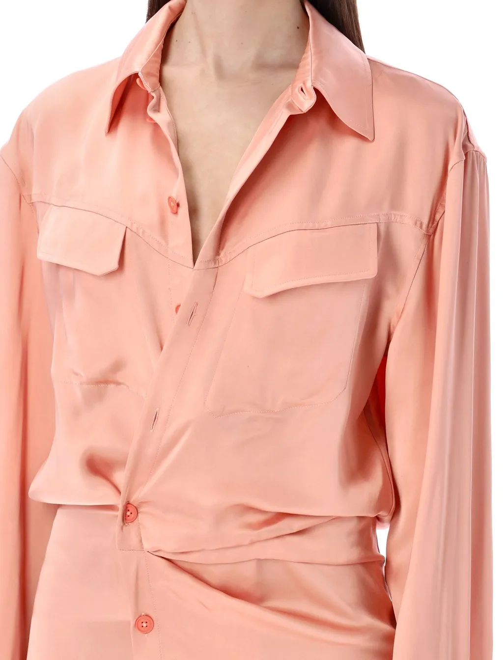 Off-White Buttoned Long-Sleeved Dress
