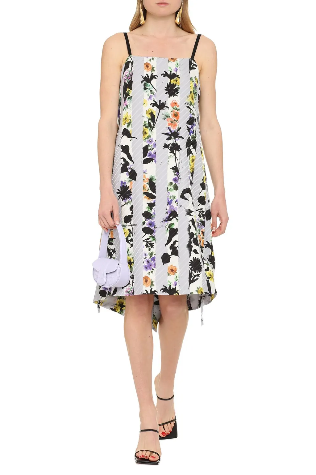 Off-White Striped Floral Print Dress