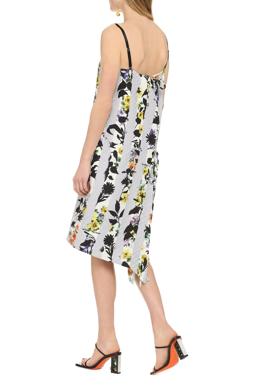 Off-White Striped Floral Print Dress