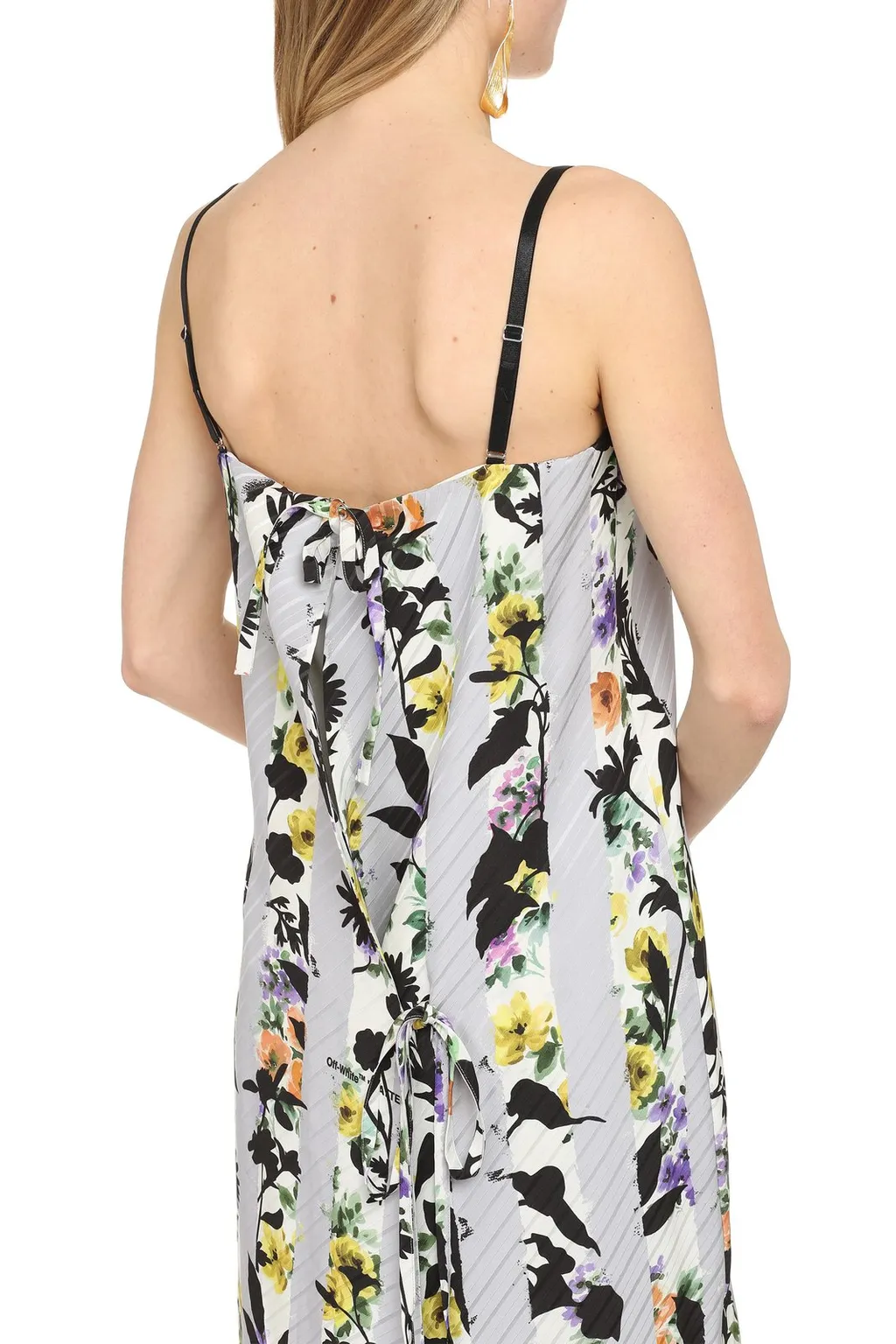 Off-White Striped Floral Print Dress