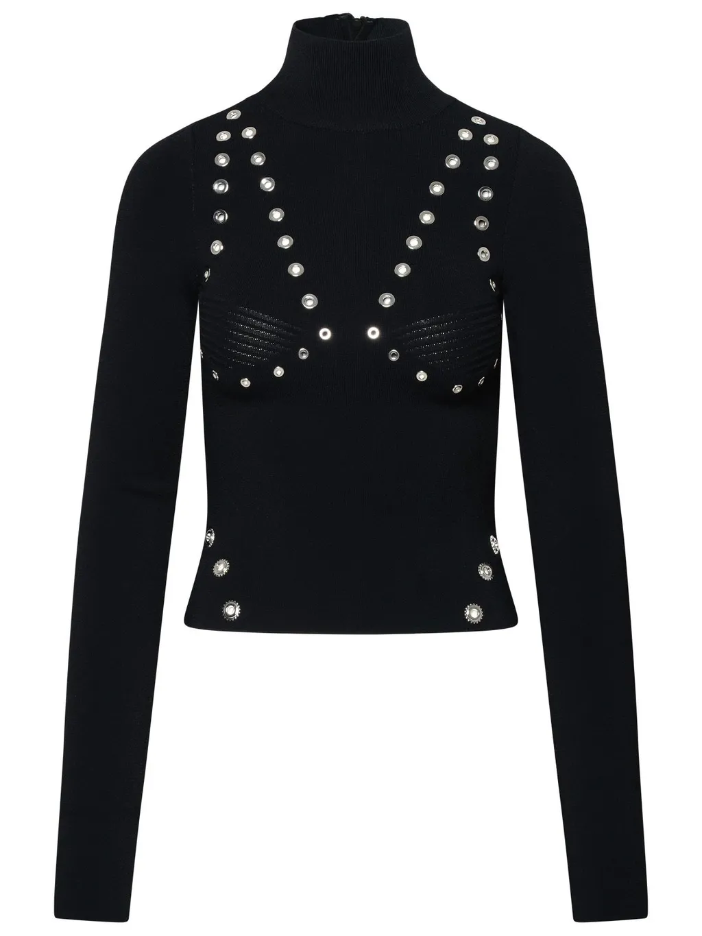Off-White Embellished High Neck Long-Sleeved Jumper