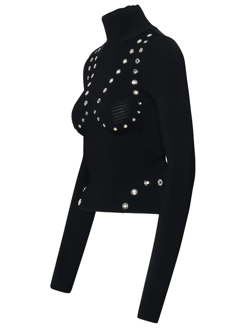 Off-White Embellished High Neck Long-Sleeved Jumper