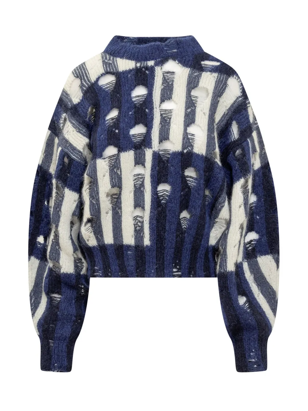 Off-White Shibori Distressed Crewneck Long-Sleeved Jumper