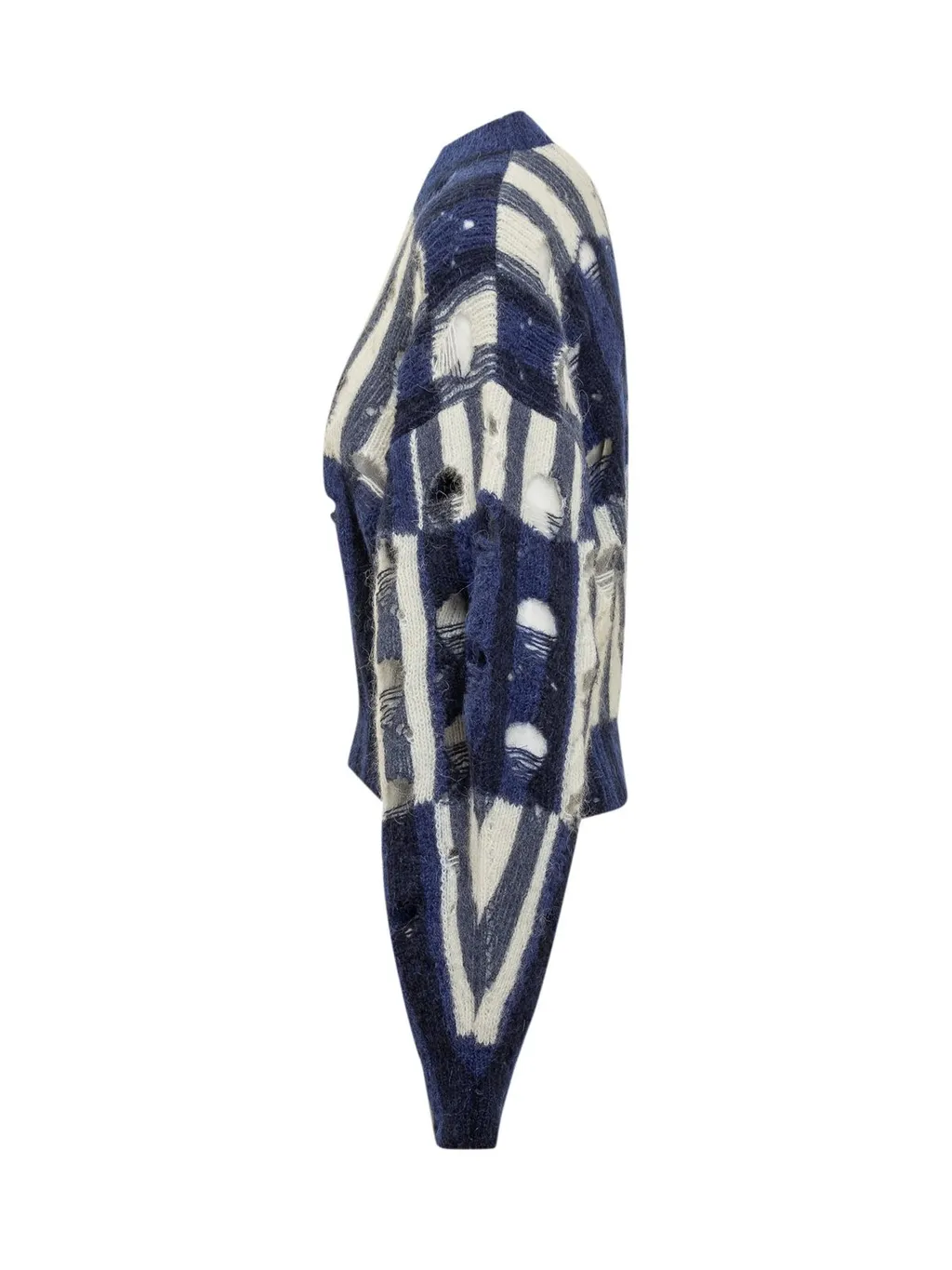 Off-White Shibori Distressed Crewneck Long-Sleeved Jumper