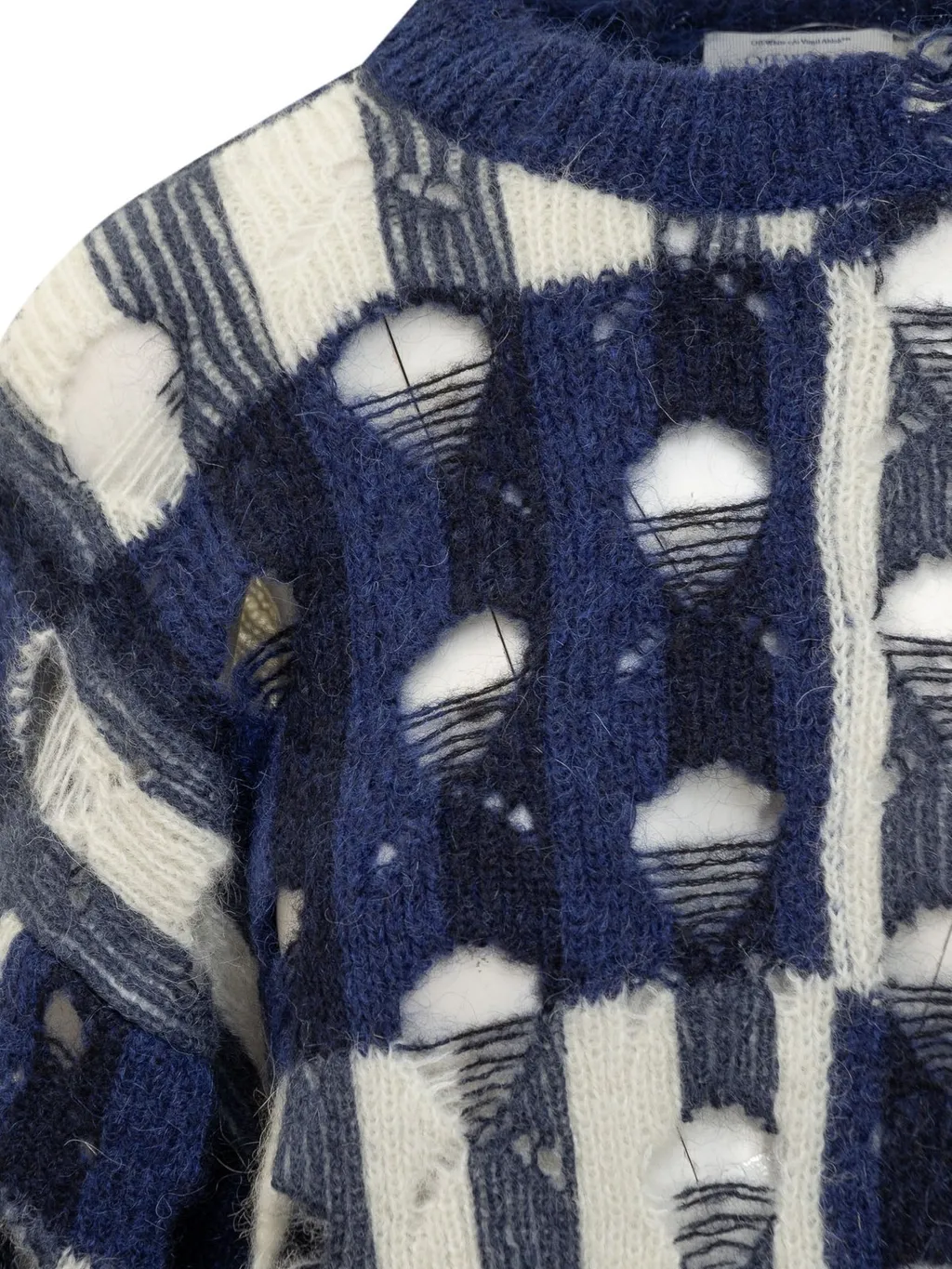Off-White Shibori Distressed Crewneck Long-Sleeved Jumper