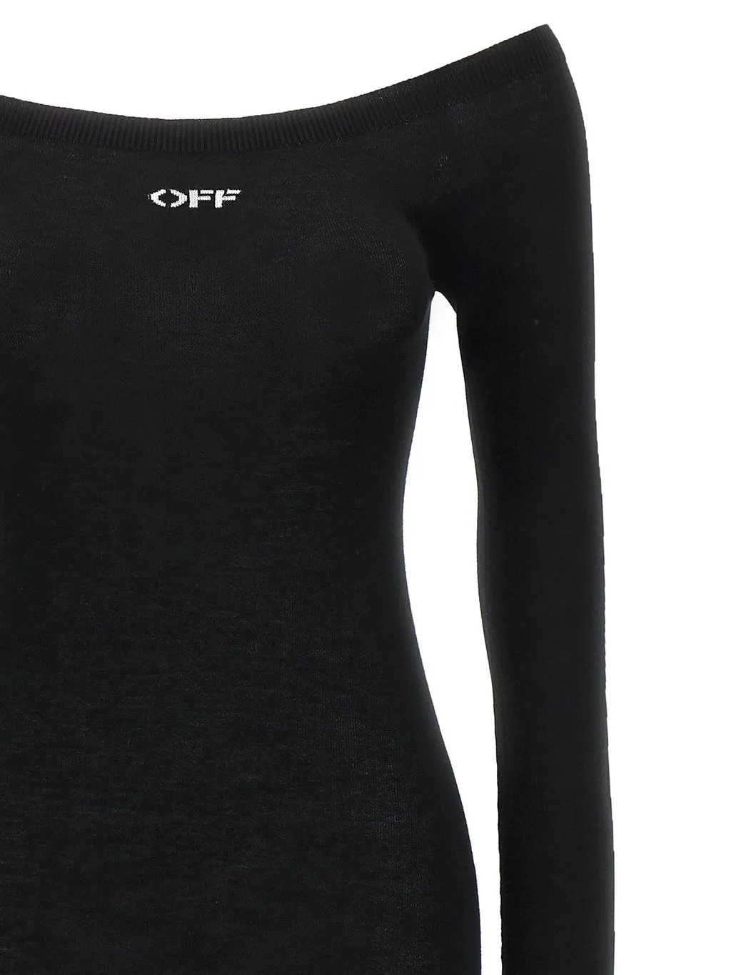 Off-White Off Stamp Off-Shoulder Long-Sleeved Dress