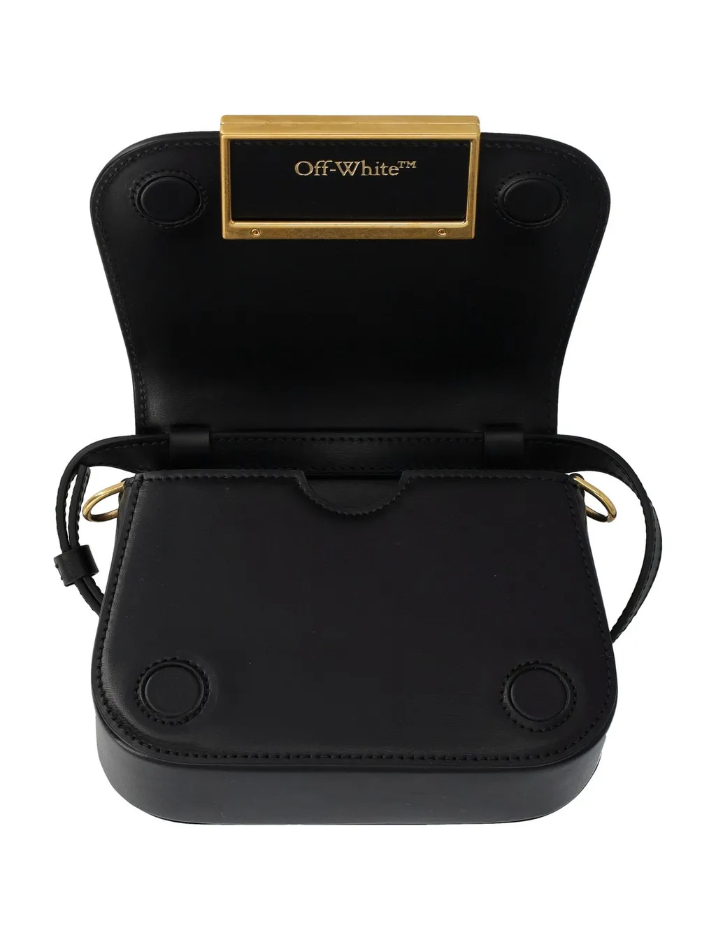 Off-White Skeleton Binder Foldover Top Crossbody Bag