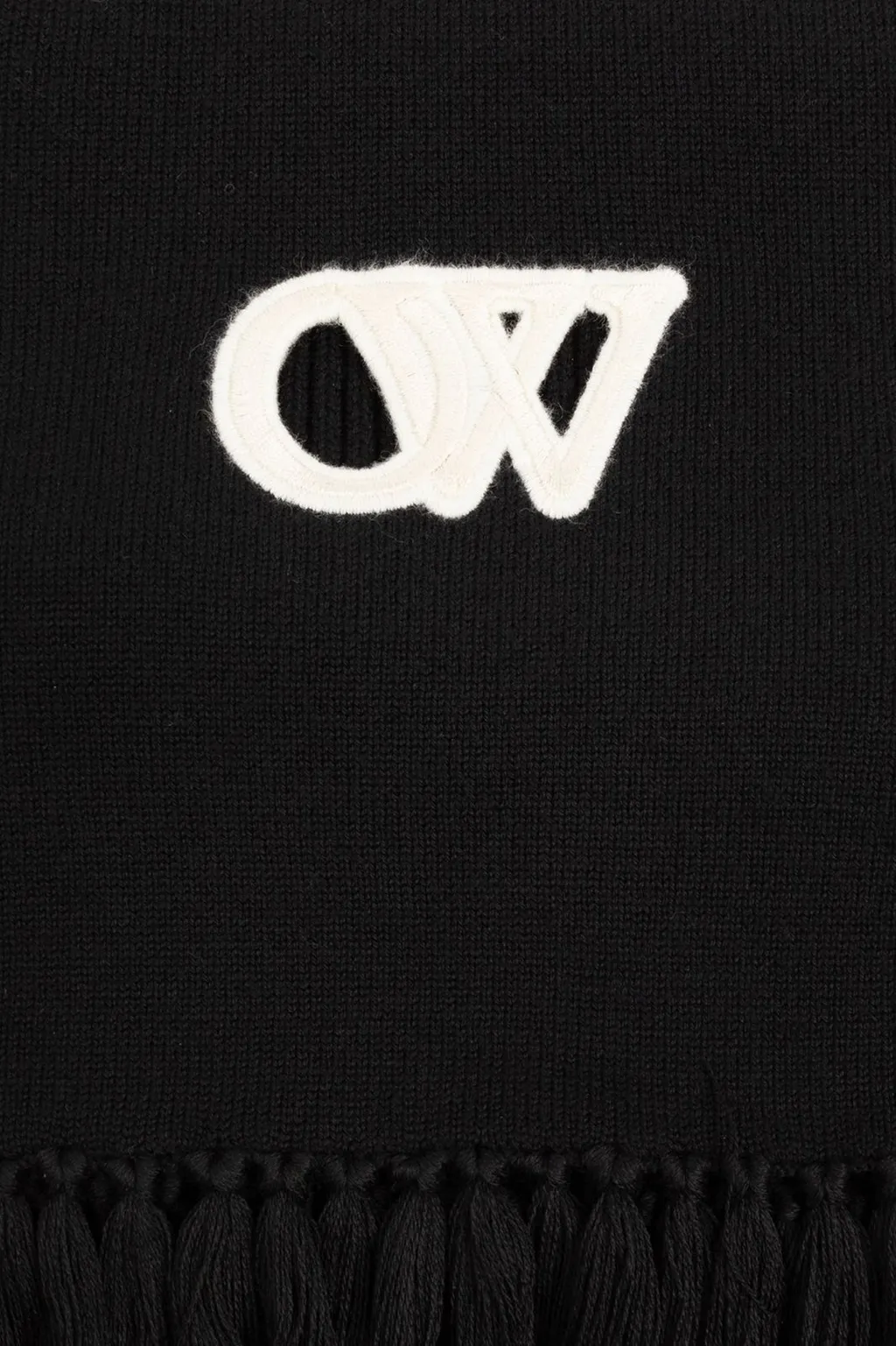 Off-White Logo Embroidered Fringed Edge Scarf