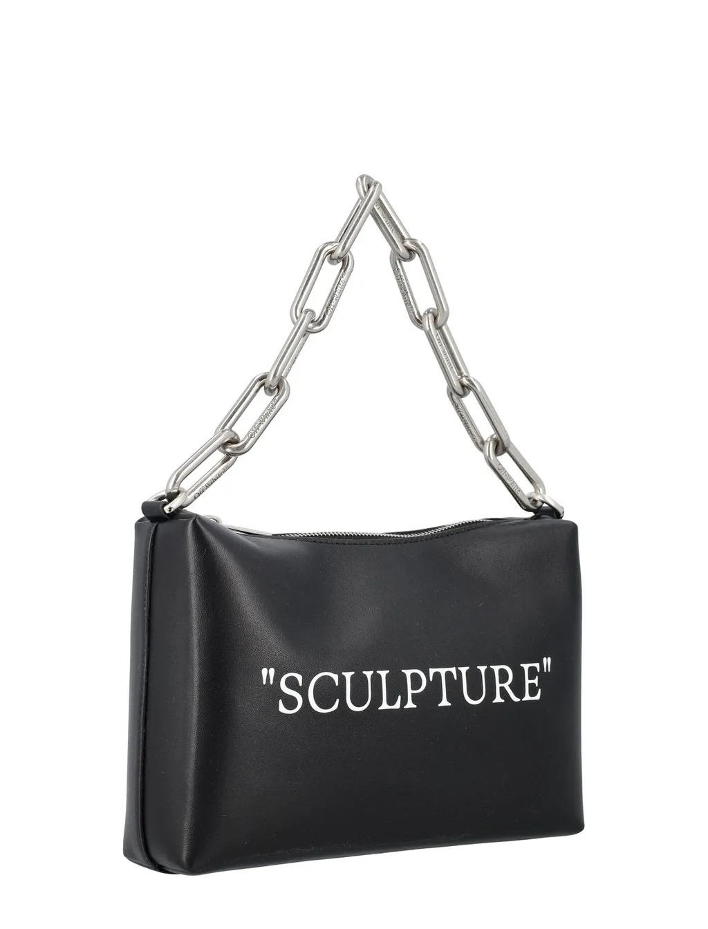 Off-White Block Pouch Quote Zip-Up Clutch Bag