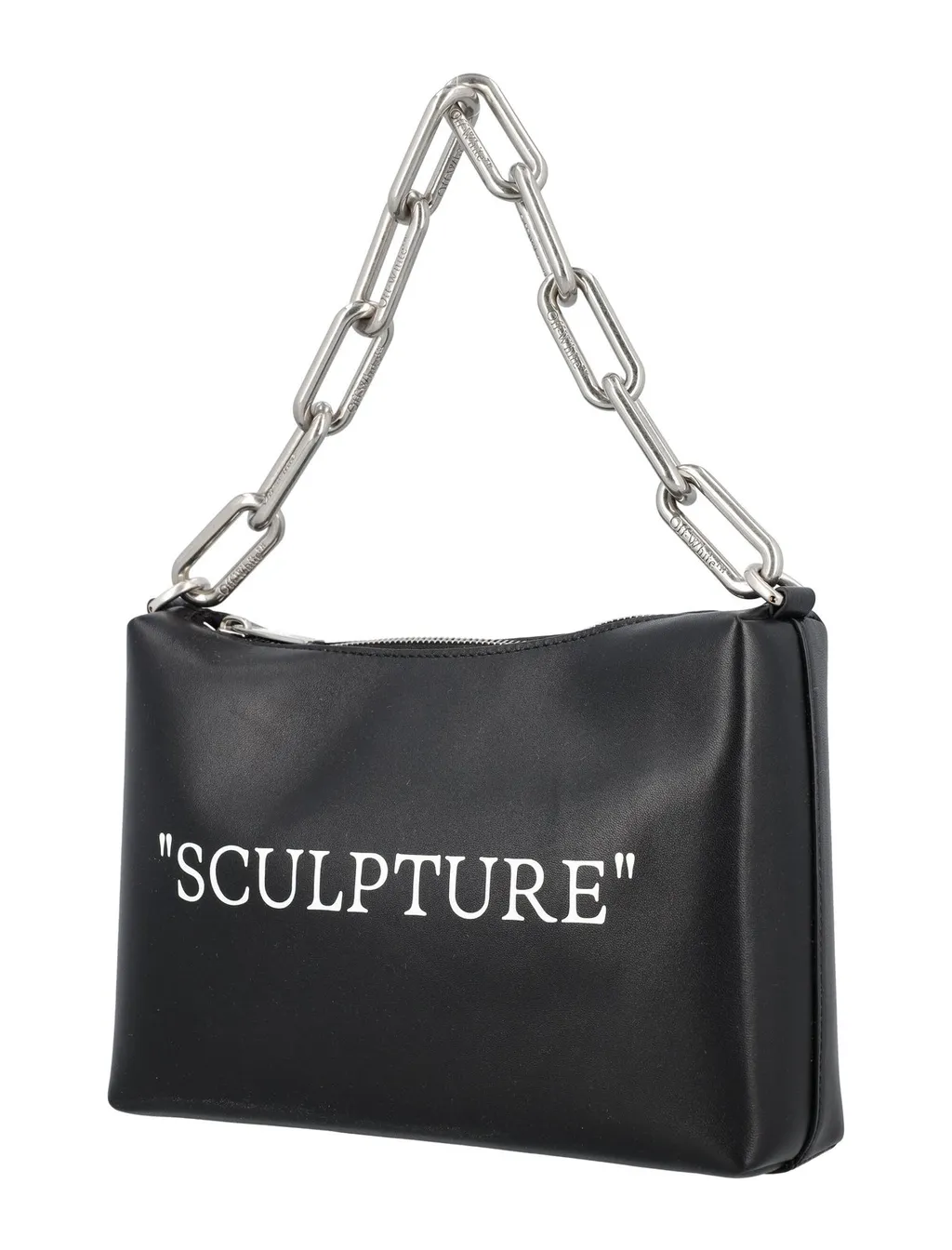 Off-White Block Pouch Quote Zip-Up Clutch Bag