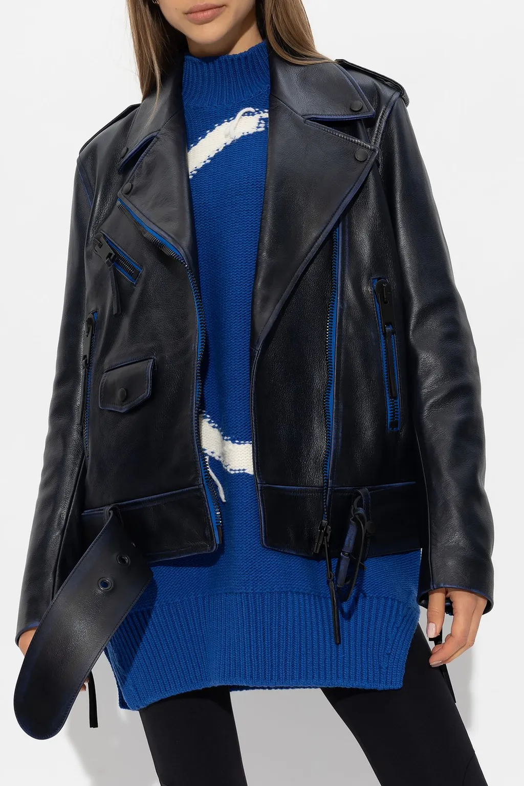 Off-White Belted Leather Jacket