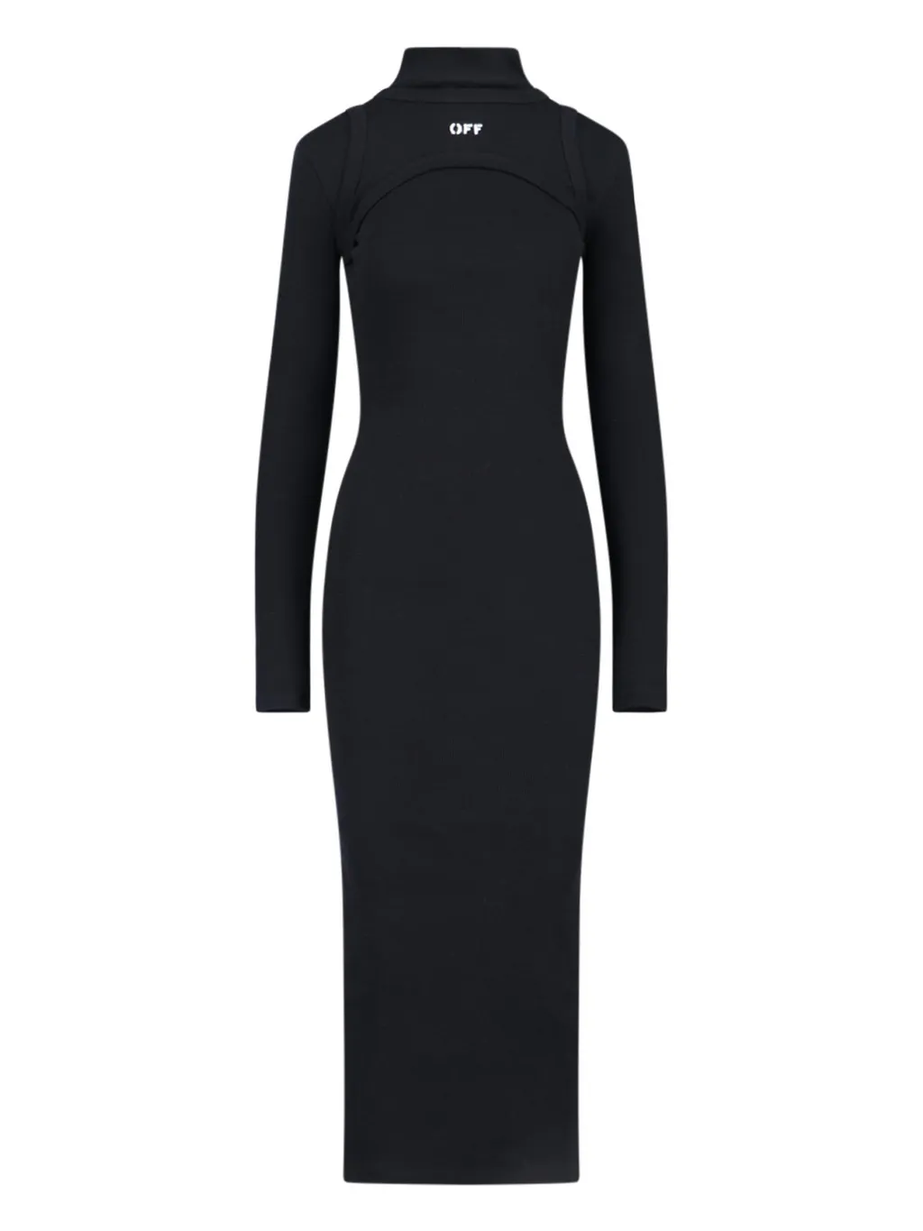 Off-White Logo Printed Long-Sleeved Dress
