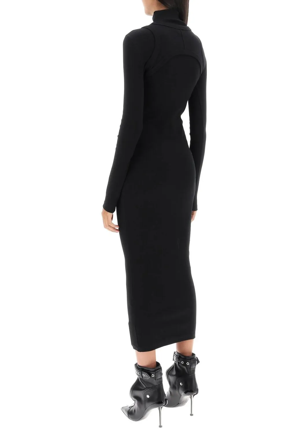 Off-White Logo Printed Long-Sleeved Dress