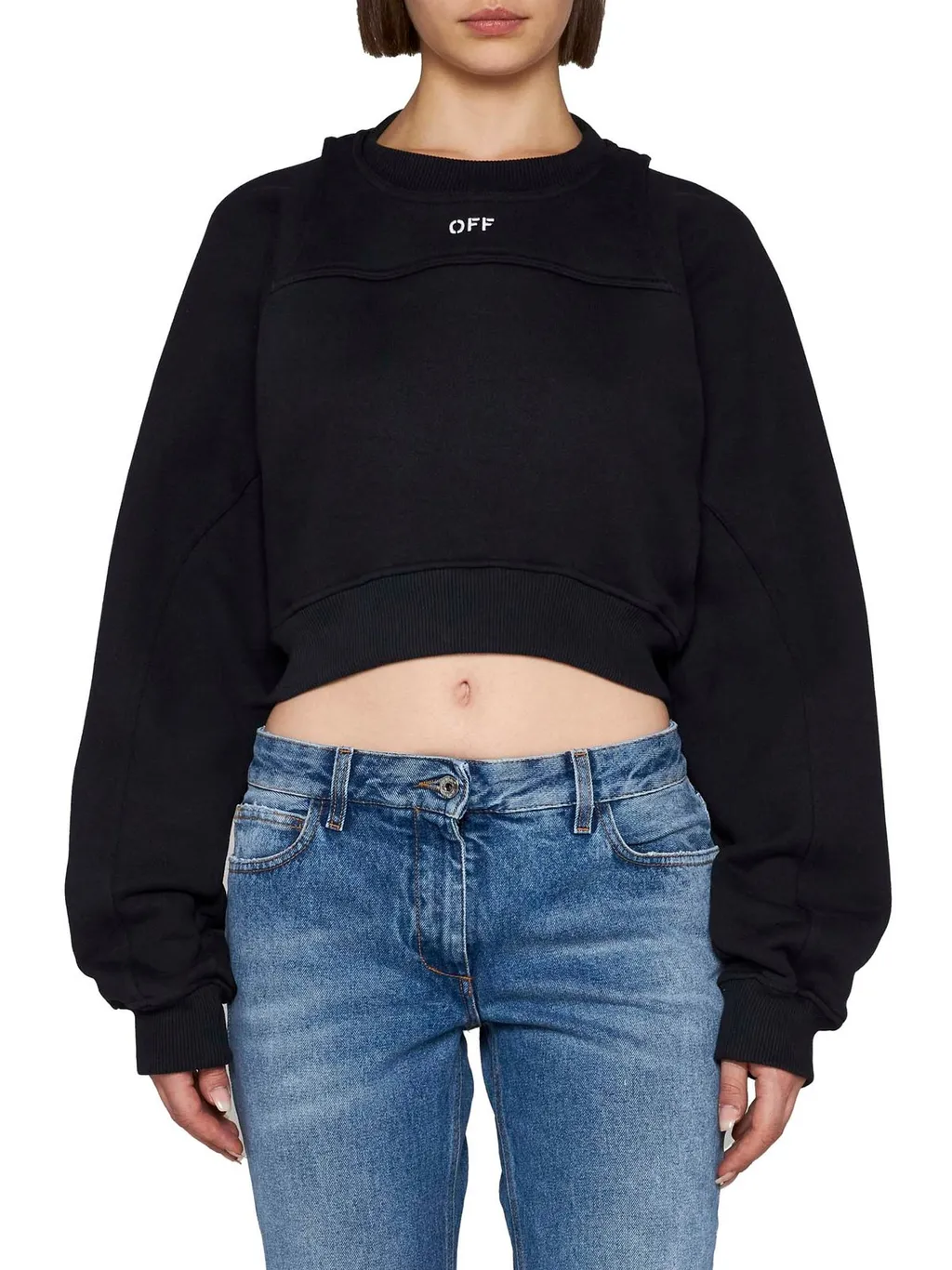 Off-White Logo Embroidered Cropped Sweatshirt