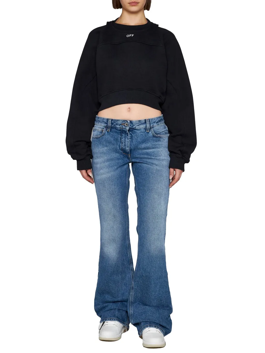 Off-White Logo Embroidered Cropped Sweatshirt
