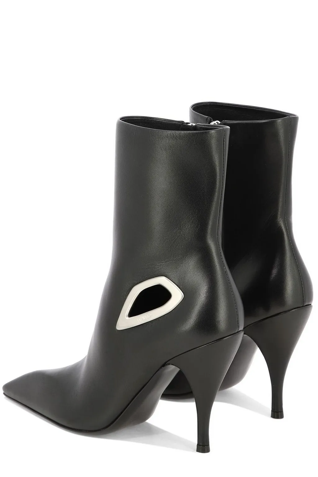 Off-White Crescent Pointed Toe Ankle Boots