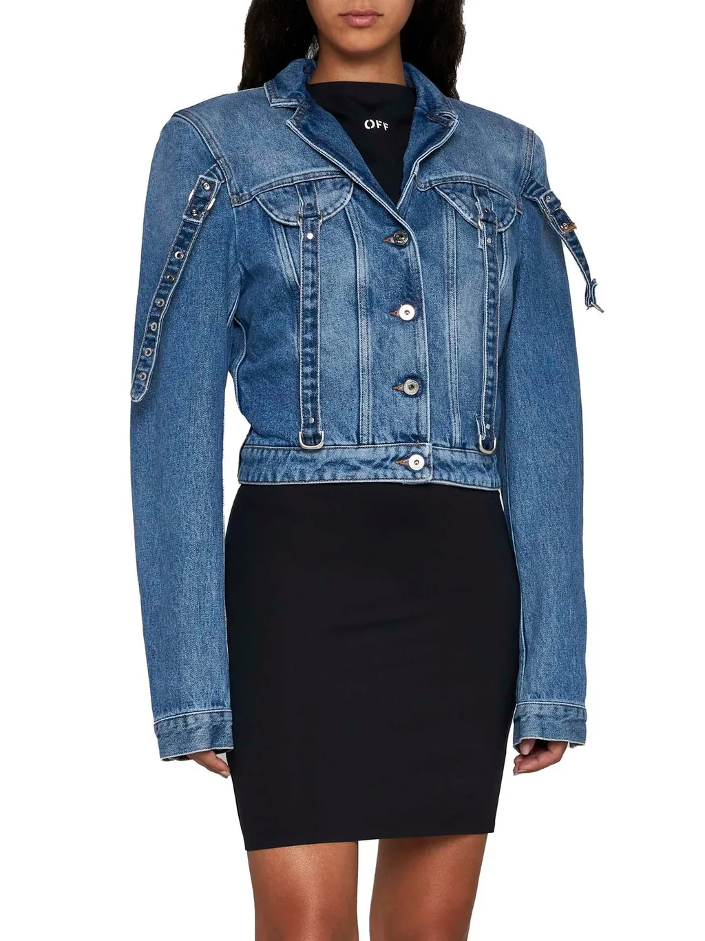 Off-White Belt Detailed Button-Up Denim Jacket