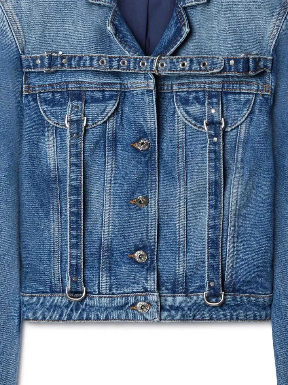 Off-White Belt Detailed Button-Up Denim Jacket