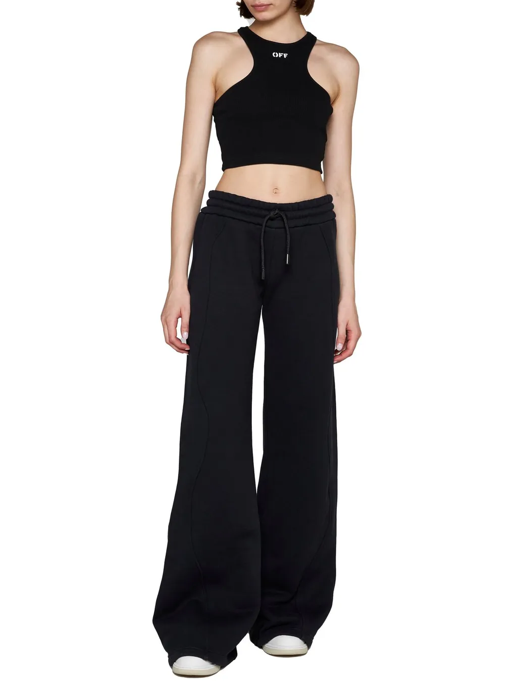 Off-White Drawstring Wide Leg Pants
