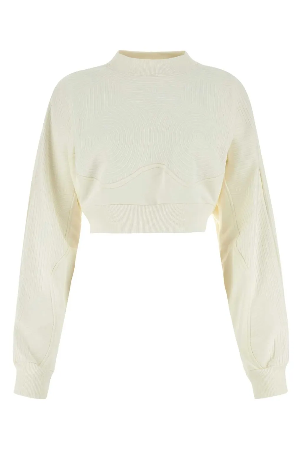 Off-White Long-Sleeved Crewneck Cropped Sweatshirt