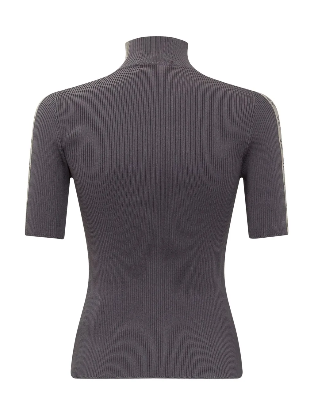 Off-White Mock-Neck Ribbed Knitted Top