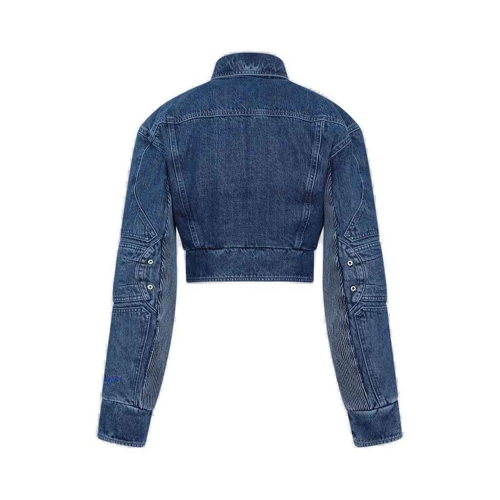 Off-White Cut-Out Cropped Denim Jacket