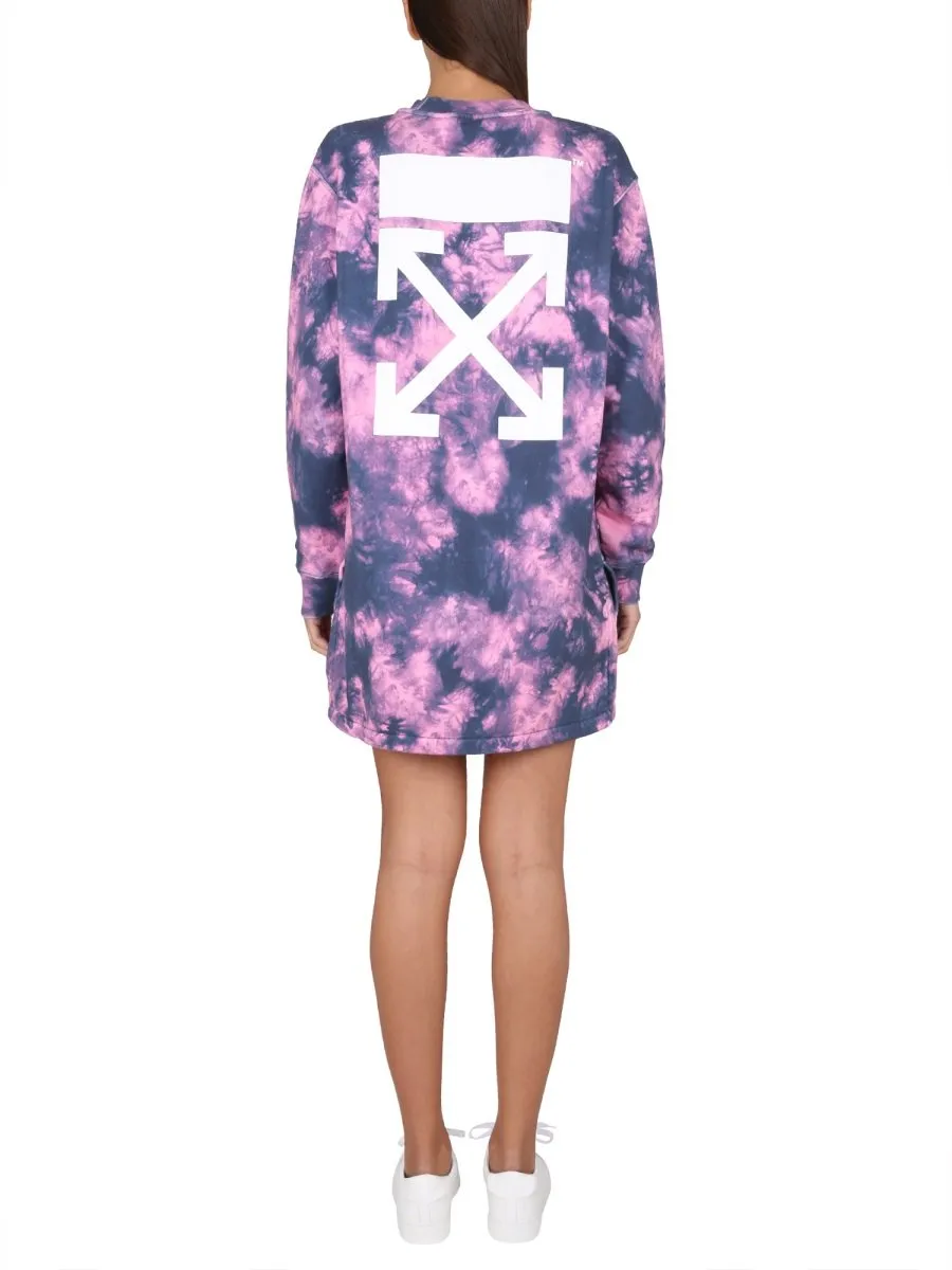 Off-White Arrows Tie-Dye Long-Sleeved Sweatshirt Dress