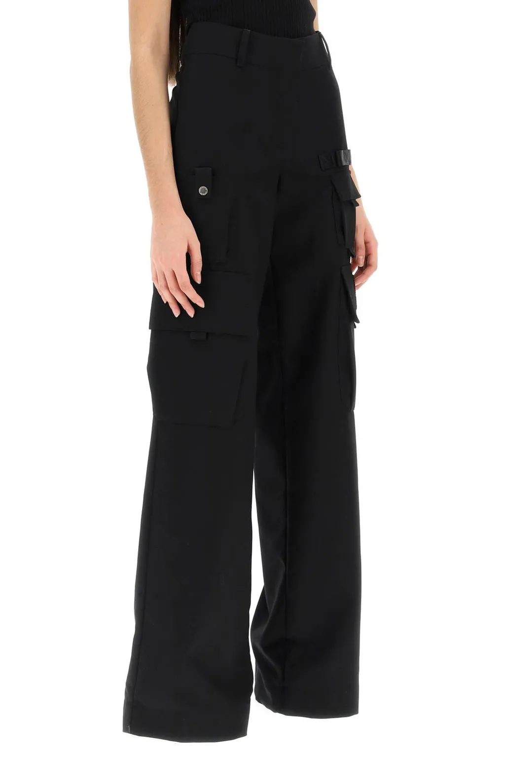 Off-White Logo Detailed Wide Leg Trousers