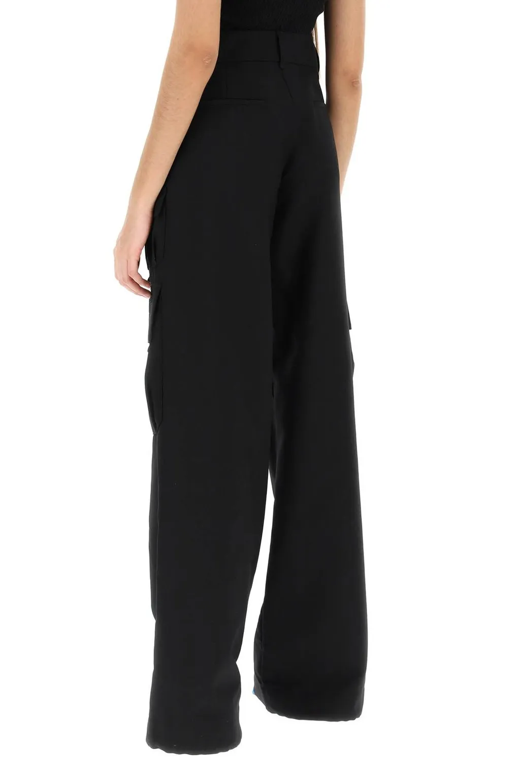 Off-White Logo Detailed Wide Leg Trousers