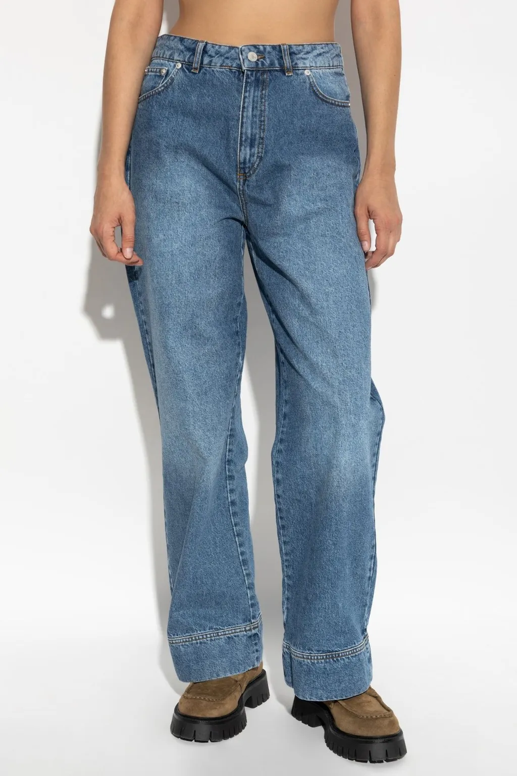 Officine GÉNÉRale Logo-Patch Wide-Leg Jeans